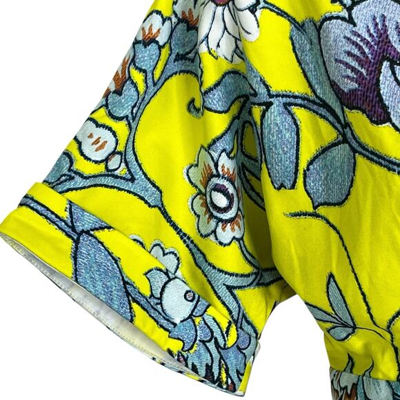 ASOS Wiggle Dress Sheath Size 6 Cotton Stretch Mirrored Floral Print Yellow NEW - Picture 10 of 13